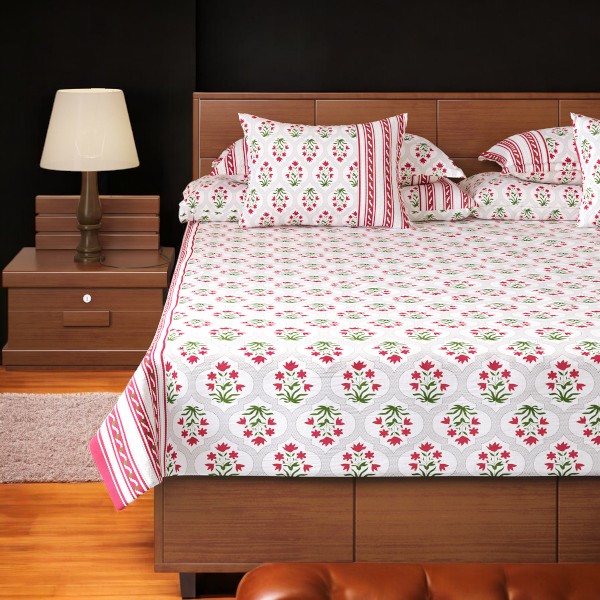 Regal Bed Sheet-303 (Five Flower-Magenta)