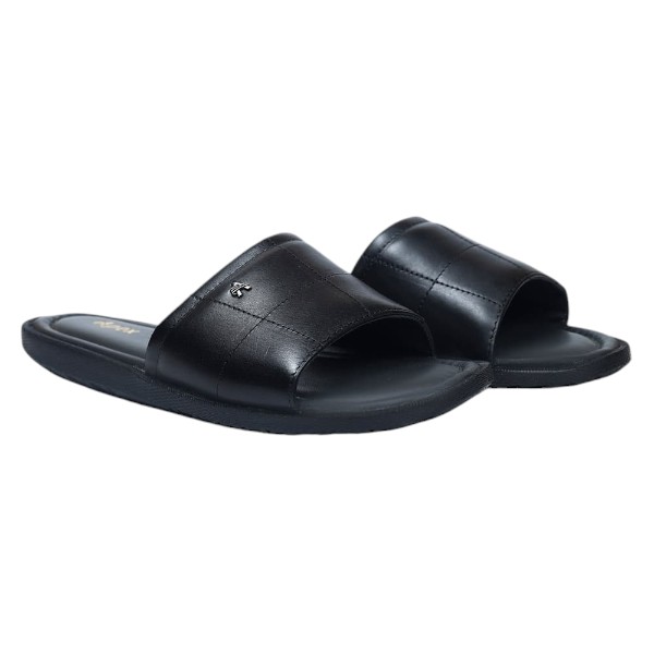 Apex Black Leather Slide for Men