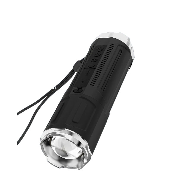 Portable Bluetooth Speaker With Zoomable Flashlight - 4 Dimming Modes FM Radio Long Lasting Life
