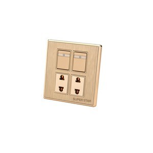 Super Star Glamour 2 Gang Switch (1 Way) 2pcs 2 Pin Socket
