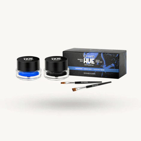 Mars Black & Blue Hue Gel Eyeliner With 2 Brush Set (China)