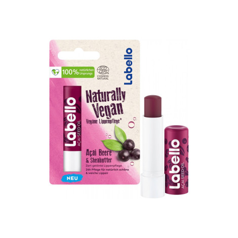 Labello Naturally Vegan Acai Berry & Shea Butter Lip Balm 5.2ml (Germany)