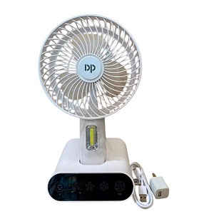 DP 7624 Rechargeable Portable USB Table Fan with Built-in LED Light