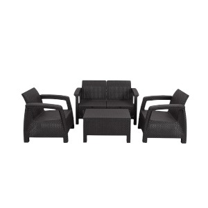 Caino Sofa 4 Pcs Set W/O Foam Black