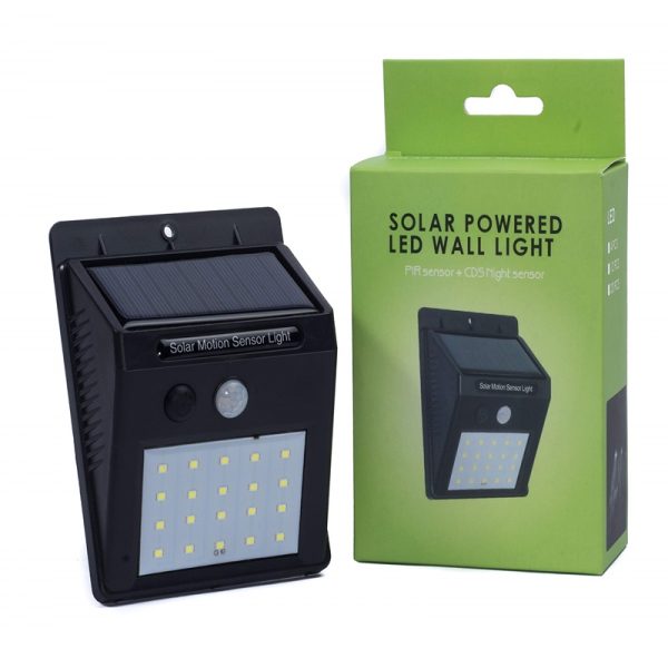 Solar Powered LED Wall Light, Motion PIR Sensor, and CDS Night Sensor
