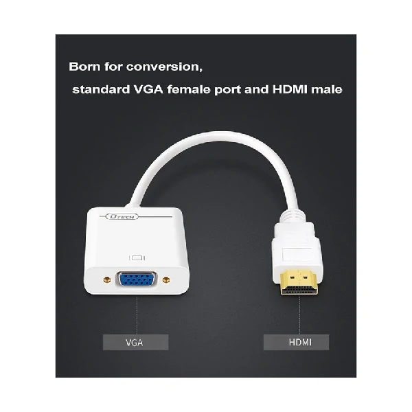 Dtech HDMI Male to VGA Female White Converter