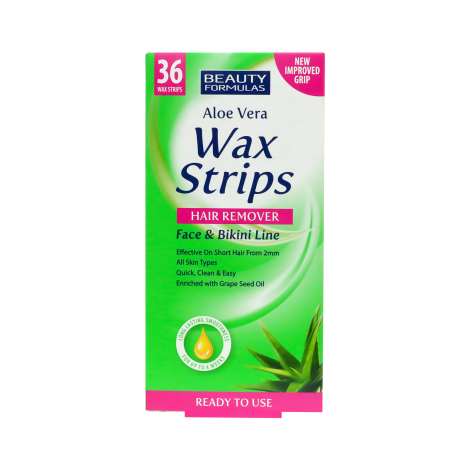 Beauty Formulas Aloe Vera Wax Strips x 36 - Face & Bikini Line Hair Removal (Spain)