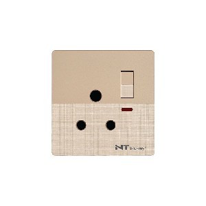 NT blu-ray Chrome Golden 15A 3 Pin Round Socket With Switch