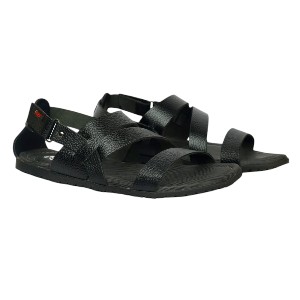 Apex Black Leather Sandal for Men
