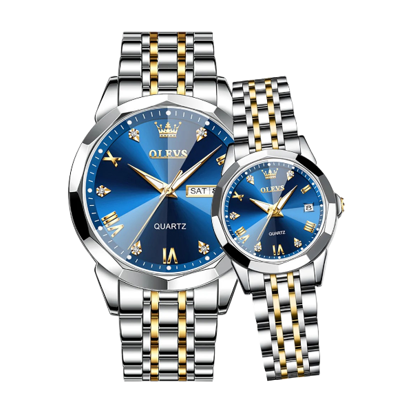 Olevs Stainless Steel fashionable Couple watches Silver Blue