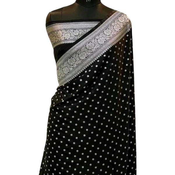 Block Print Work on Half Silk Saree