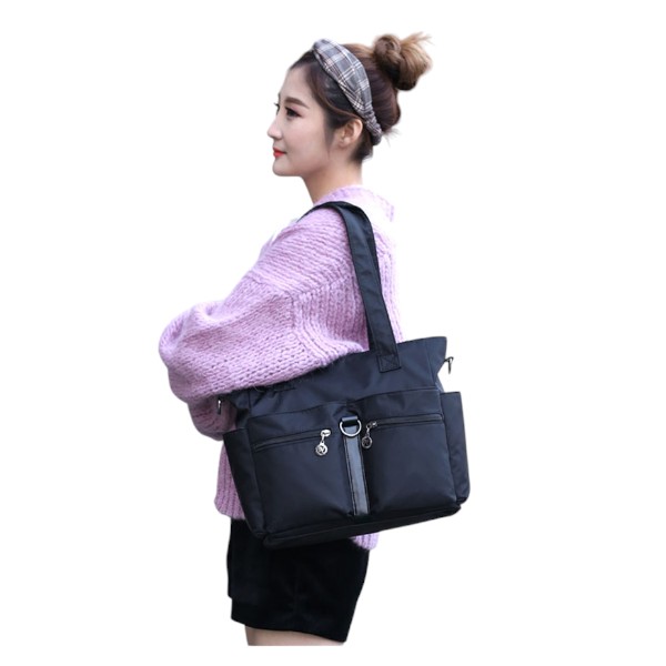 Women Casual Large Capacity Waterproof Oxford Cloth Bag (Black)