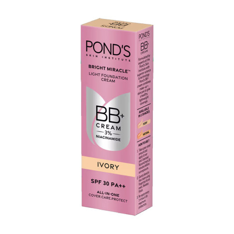 Ponds Ivory SPF30 PA++ All In One Niacinamide 3% BB+ Cream 18g (India)