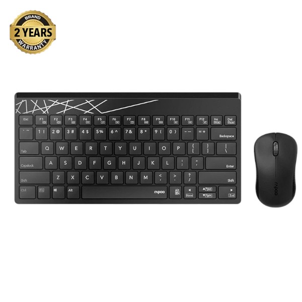 Rapoo 8000S 1600DPI Compact 2.4G Wireless Keyboard Mouse Combo - BLACK