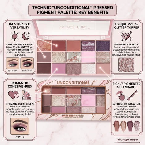 Technic Unconditional Pressed Pigment Eyeshadow Palette 30g (China)