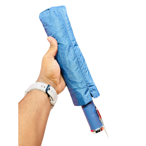 Premium 12-Ribs Automatic Umbrella With Flash Light – Blue