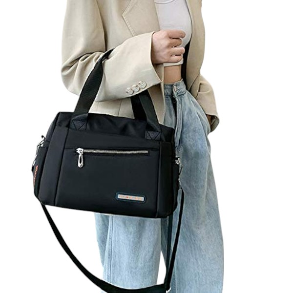 Luxury Bag Waterproof Nylon Shoulder Ladies Travel Crossbody (Black )