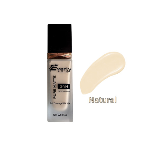 Everly Pure Matte Full Coverage Liquid Foundation 24H SPF15 - Natural (China)