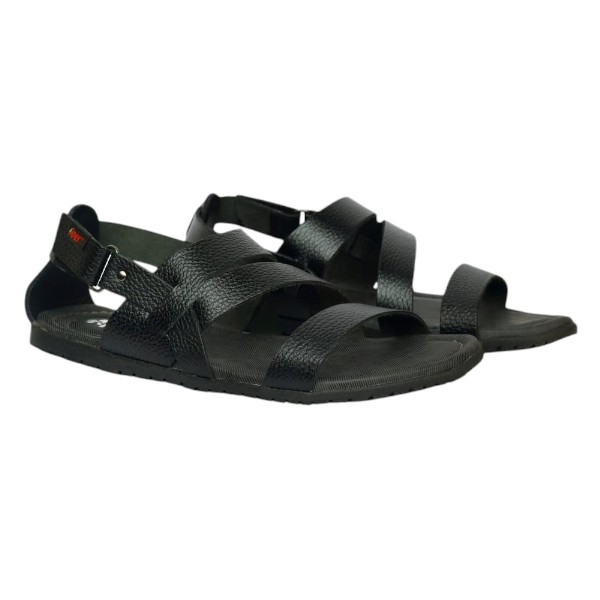 Apex Black Leather Sandal for Men