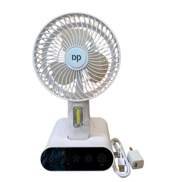 DP 7624 Rechargeable Portable USB Table Fan with Built-in LED Light