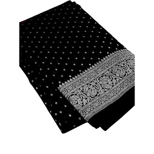 Block Print Work on Half Silk Saree