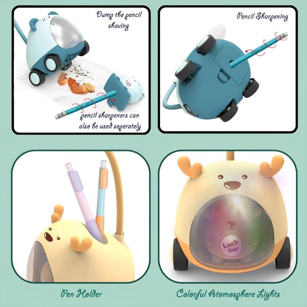 Foldable LED Study Lamp with Pen Holder & Sharpener for Kids