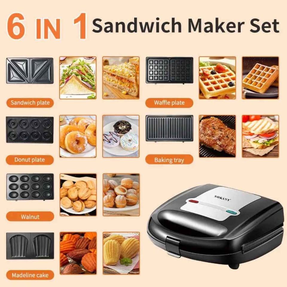 SOKANY 6 in 1 Sandwich Maker
