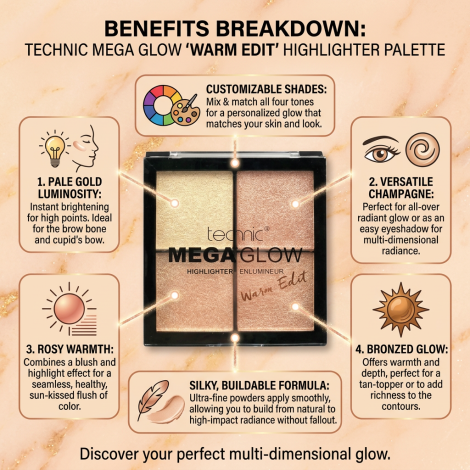 Technic Mega Glow Highlighter - Warm Edit (China)