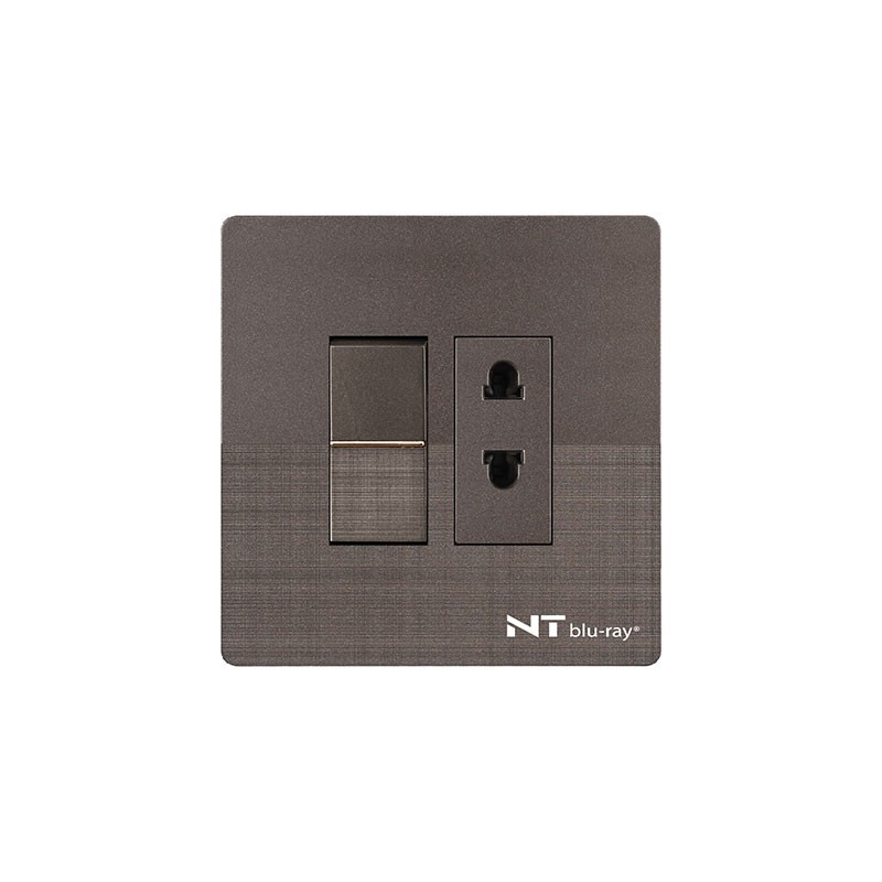 NT blu-ray Chrome Gray 10A 2 Pin MF Socket With Switch