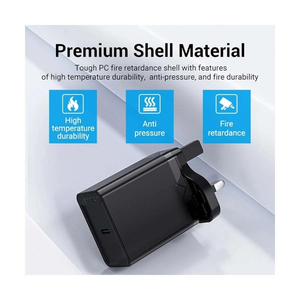 Vention FAIB0-UK 1-Port USB Type-C 30W Black Charger