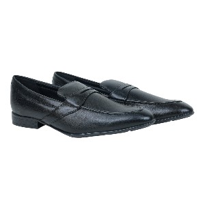 Apex Black Leather Penny Loafer For Men