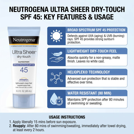 Neutrogena Ultra Sheer® Dry-Touch Sunscreen SPF45 88ml (USA)