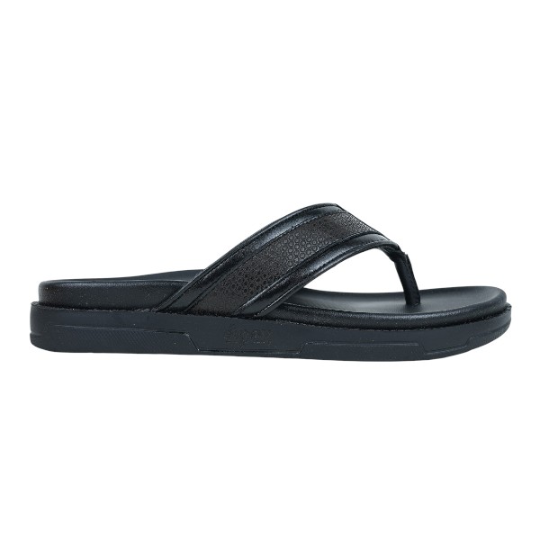 Apex Black Leather Sandal For Men