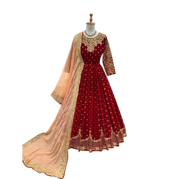 Ready Made Georgette Embroidered Party Dress