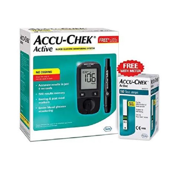 Accu-Chek Active Glucose Monitor With Free 10 Test Strips