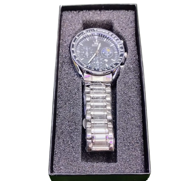 Butter Fly Lock OLEVS Watch for mens (Still chain and black dial)