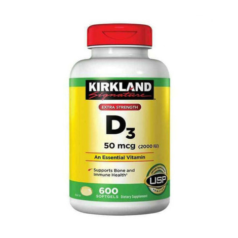 Kirkland Signature Extra Strength Vitamin D3 50 Mcg 2000 I.U. 600 Softgels (USA)