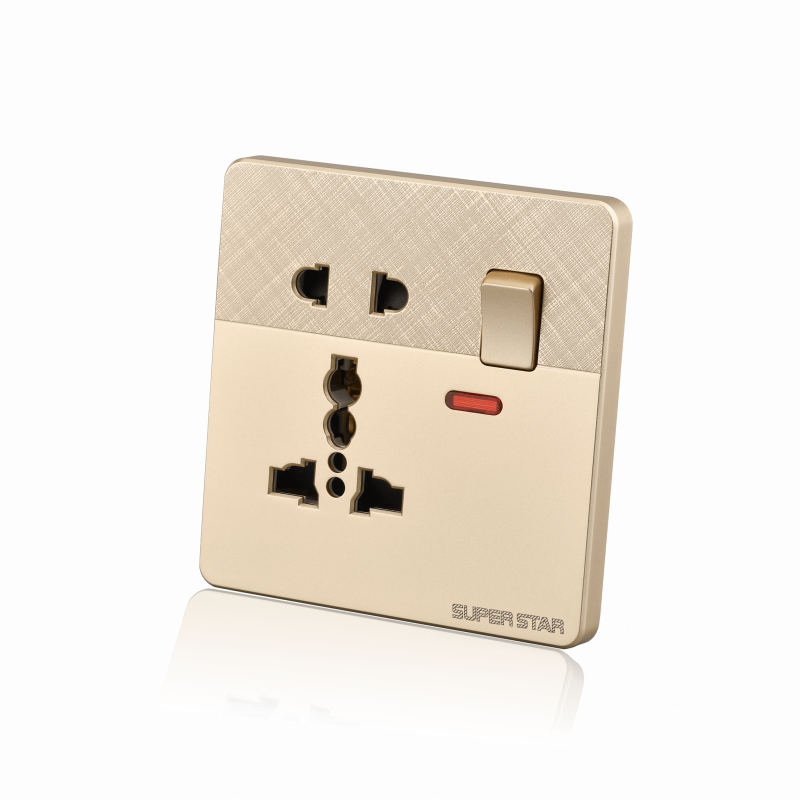 Super Star Gold Ray 2 and 3 Pin Multi Functional Socket With Switch