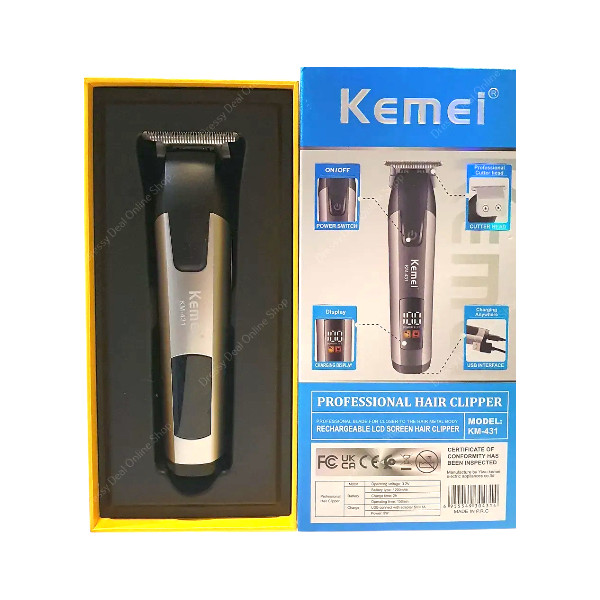 Kemei KM-431 Rechargeable LCD Screen Professional Hair Trimmer for Men