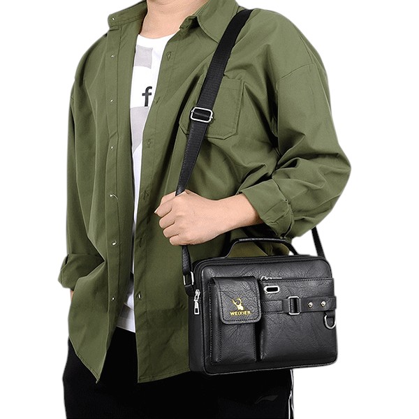 Men's Pu Leather Shoulder Bag (Black shape)