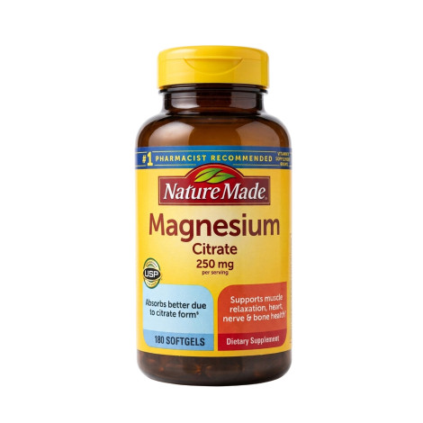 Nature Made Magnesium Citrate 250 mg 180 Softgels (USA)