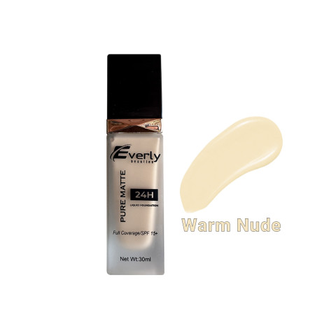 Everly Pure Matte Full Coverage Liquid Foundation 24H SPF15 - Warm Nude (China)