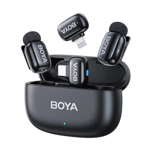 Boya Mini-12 2.4G Wireless Black Microphone for Android & IOS (2xRX, 2xTX)