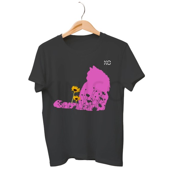 Cat in Flower Garden Print tees for Meow lover in Bangladesh