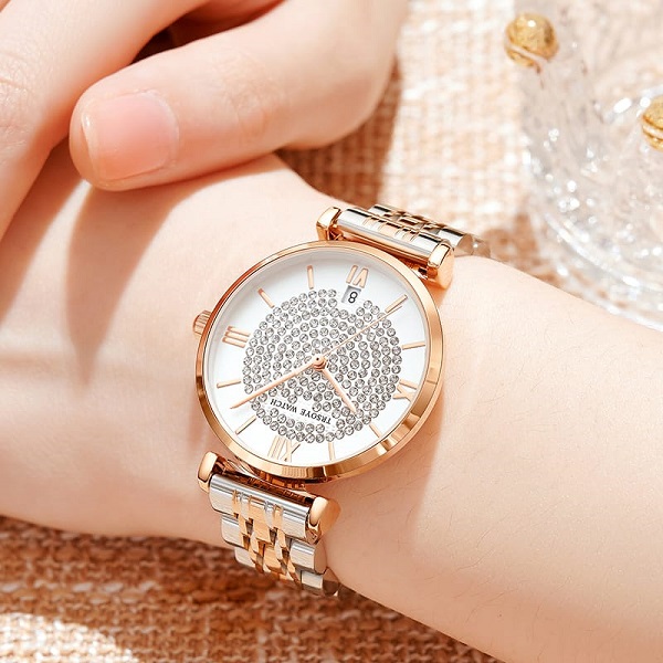 Trsoye Women Ladice CHAIN WATCH (tow tone)