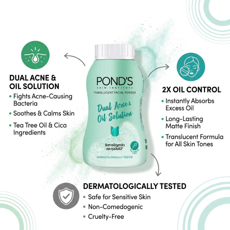 Pond's Dual Acne & Oil Solution Ultra Matte Facial Powder 50g (Thailand)