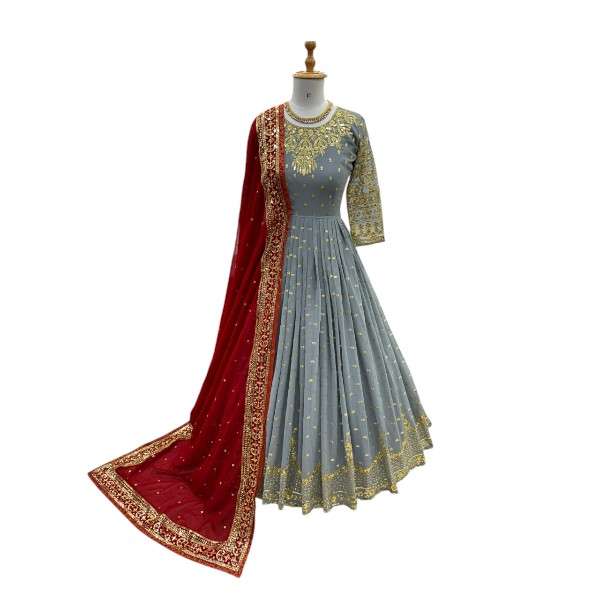 Ready Made Georgette Embroidered Party Dress