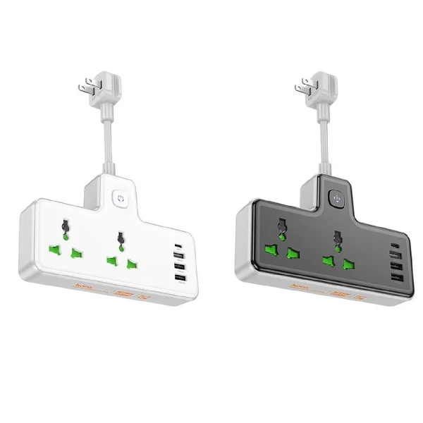 Hoco Power strip “AC7A Storm” 3 sockets EU Plug-Black Color