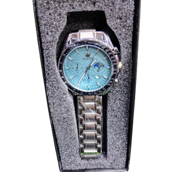 Butter Fly Lock OLEVS Watch for mens (stell chain paste dial )