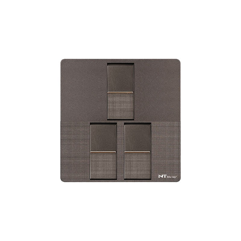 NT blu-ray Chrome Gray 3 Gang 1/2 Way Switch
